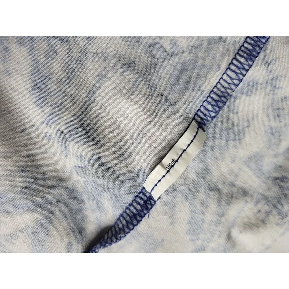 Michael Kors Blue White Tie Dye Cold Shoulder Dress Large Sunburst Mini